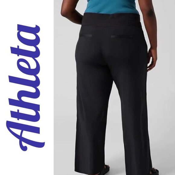 NWT ATHLETA NOLITA WIDE LEG PANTS Stretchy Casual Versatile Black, Size 20 - Picture 4 of 12
